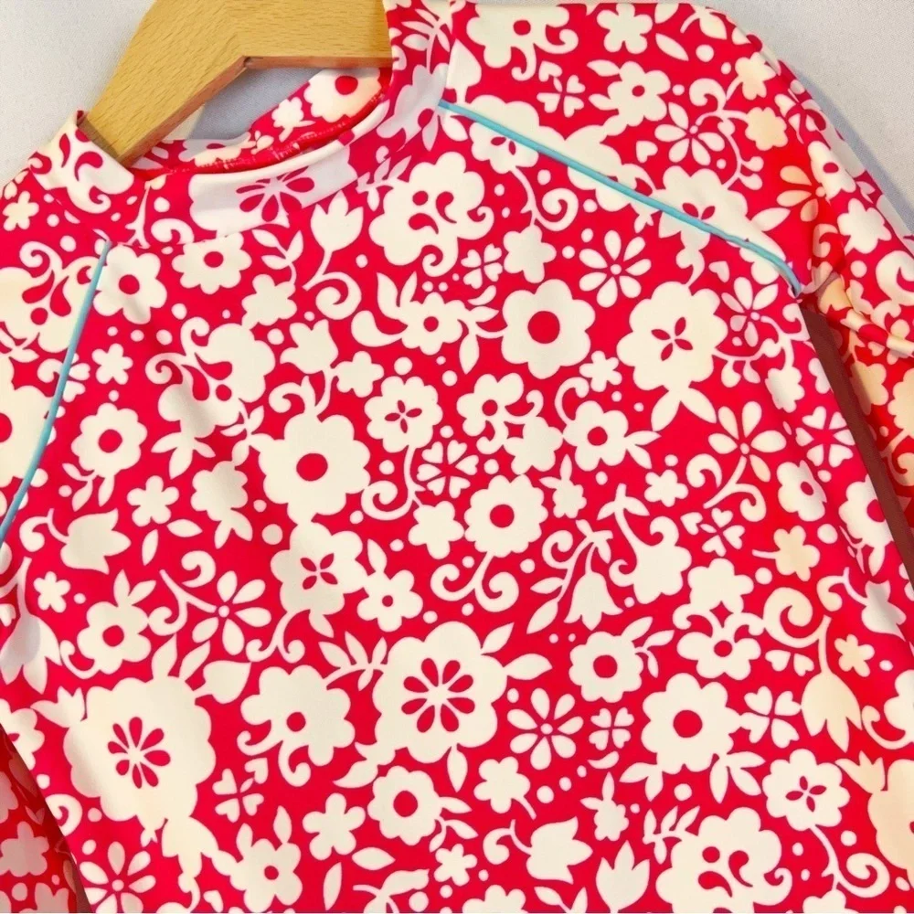 Mini Boden Pink Flower‎ Rash Guard Swim Shirt